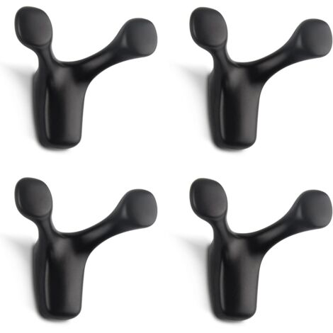 ganchos de pared dobles de aleación de zinc macizo, resistentes, con forma de cuerno de ciervo, para baño, dormitorio, cocina. Incluye tornillos (negro mate). (1/5)