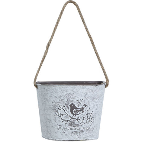 Juego de 4 cubos de metal vintage - Cubos de flores de metal - para colgar en la pared en interiores y exteriores. (1/5)