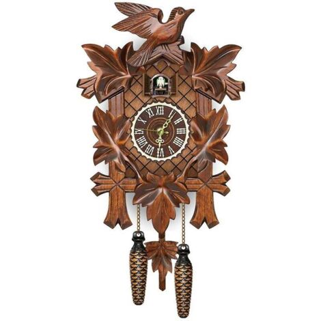 Reloj de cuco de la Selva Negra, alemán, de estilo nórdico, de madera, estilo retro, de pared - CL303