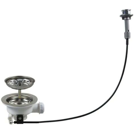 XK256C019 Sistema de desagüe para fregadero, colador de cocina tipo cuenco con controlador de cable, kit de desagüe para fregadero