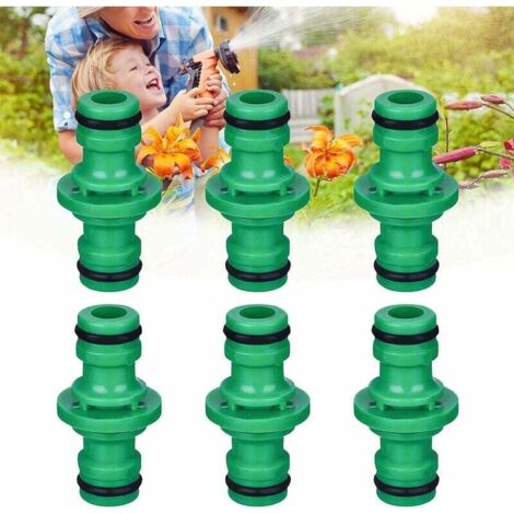 Paquete de 6 conectores de plástico de 1/2 macho a macho para manguera de jardín (verde) (1/4)