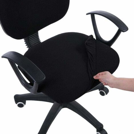 Fundas elásticas de jacquard para silla de oficina, extraíbles, lavables y antipolvo, color negro (1/4)