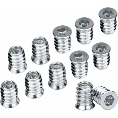 100 tornillos de cabeza avellanada, manguitos profesionales para tornillos, kit surtido M6 x 15 mm, inserto de tornillo con hexágono interior roscado para muebles