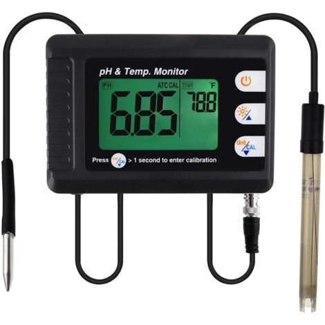 Medidor profesional de pH y temperatura con ATC y función de calibración automática, comprobador de medición de agua con trípode para acuarios e hidroponía.