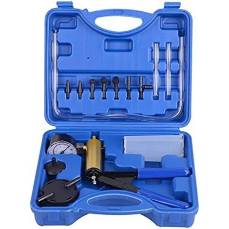 Bomba de vacío de 17 piezas, purgador de líquido de frenos, comprobador de vacío profesional, kit de herramientas 2 en 1, comprobador de vacío para coche, herramienta manual, caja roja.