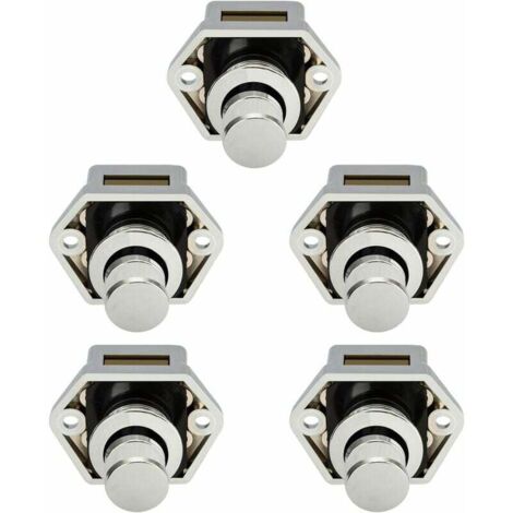 Cerradura para muebles, 5 unidades, minibotón pulsador para cajón, armario, puerta, caravana, autocaravana, barco, pomo cromado
