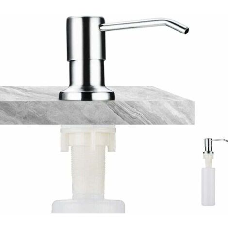 Dispensador de jabón de acero inoxidable para fregadero de cocina, con botella de 300 ml y recarga superior. (1/5)