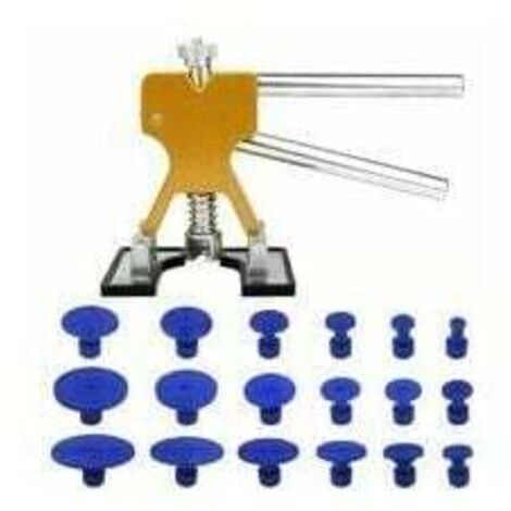 Kit de reparación de abolladuras con ventosa, sin pintura, con extractor dorado y 18 adhesivos, para camiones, coches, motocicletas, carrocerías, puertas de frigoríficos y lavadoras. (1/5)