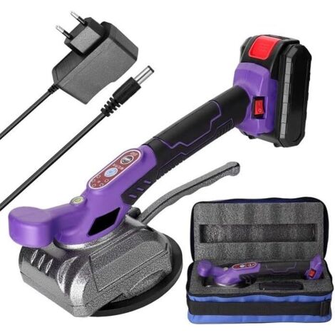 Vibrador para baldosas, vibrador para baldosas, máquina para baldosas de 45 kg, máquina para enlucir pisos de baldosas, herramienta de nivelación automática para vibrador de pisos + batería (2 batería (1/5)