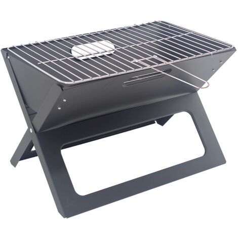 Barbacoa plegable con carbón y fogón para camping y picnics, color negro (1/5)