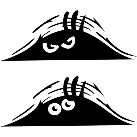 pegatinas de vinilo divertidas de monstruo mirón para coche, negras, impermeables, con dibujos animados, decoración exterior para SUV, camión, motocicleta, puerta, pared y portátil. (1/5)