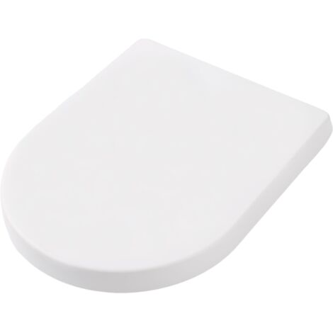 Asiento de inodoro universal con cierre suave y enganche rápido, instalación rápida, plástico antibacteriano blanco, forma de D (35,5 cm × 45 cm) (1/3)