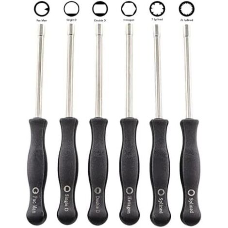 Juego de 6 destornilladores para carburador (21 dientes, 7 dientes, Pac Man, D simple, D doble, hexagonal) para Husqvarna 135 136 137 141 142 235 236 240 435 435e 440e McCulloch Partner Poulan, etc. (1/2)