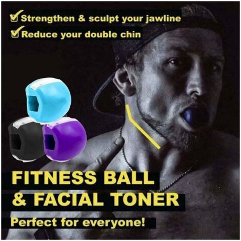 Bola de entrenamiento de músculos de la mandíbula, entrenador de cuello, mandíbula inferior, músculo facial, culturismo, plastificante, suministros de fitness, azul regular + negro regular + morado re (1/5)