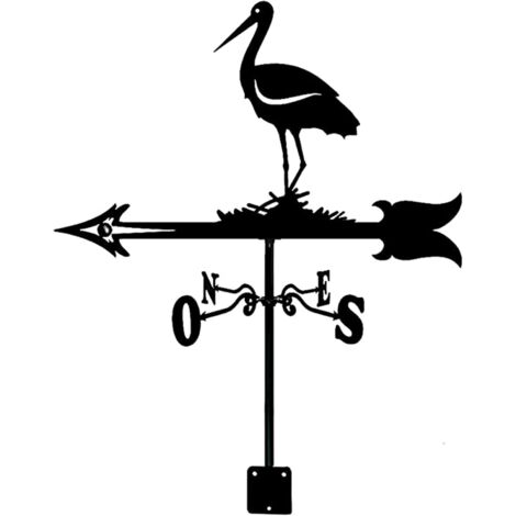 Veleta de cigüeña de metal para modelar con decoraciones de jardín para montar en el techo