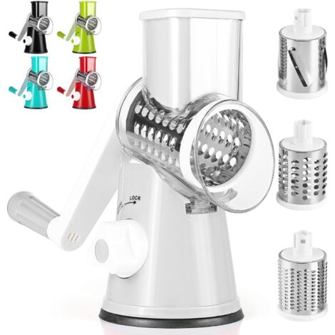 Cortador manual de verduras de cocina multifuncional, 3 cuchillas de tambor desmontables, cortador de verduras, potente succión, patatas, zanahorias, queso, frutos secos, etc. (1/5)