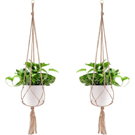 Juegos de colgadores de plantas, maceteros colgantes, maceteros colgantes para decoración de balcones, 4 patas de cuerda, 105 cm (1/5)