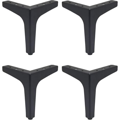 Patas de sofá de metal, patas de repuesto para muebles, patas negras para sofá, patas triangulares resistentes para gabinete, juego de 4 (4 pulgadas)