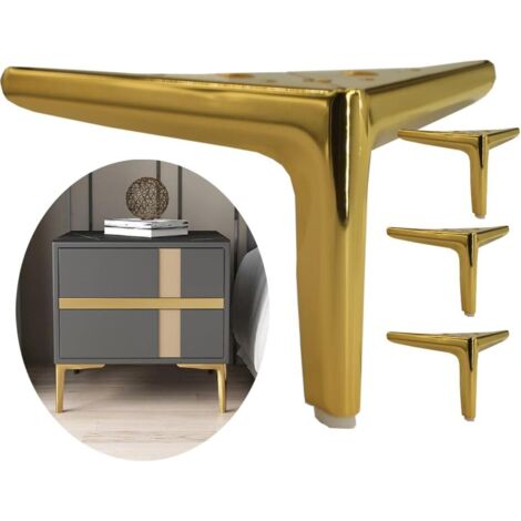 Patas de muebles doradas de 4,7 pulgadas, juego de 4, patas de metal para estantes, gabinetes, sofás, soportes de TV y librerías.