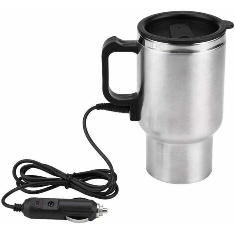 Hervidor eléctrico para coche de 450 ml y 12 V, taza térmica de acero inoxidable para mantener calientes el té, el café y la leche, con adaptador. (1/5)