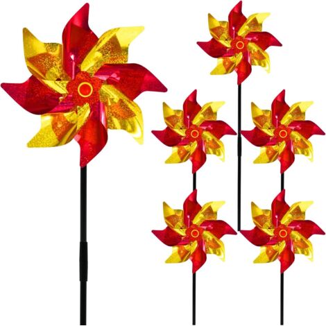 Molinos de viento reflectantes, utilizados para decoraciones repelentes de insectos y pájaros. (1/5)