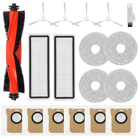 Spofan Repuestos y Accesorios para Xiaomi X20+/X10+ Plus, para Robot Aspirador Dreame L10s Ultra/L10 Ultra/L10 Prime, 1 Cepillo Principal, 4 Cepillos Laterales, 2 Filtros, 4 Mopas, 6 Bolsas para Polvo