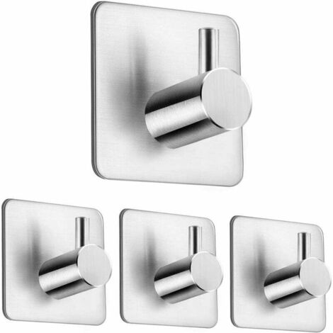 Ganchos para toallas autoadhesivos para baño y cocina, sin necesidad de taladrar, 4 unidades (1/5)