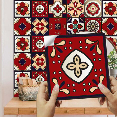 Adhesivos de pared para cocina - Adhesivos de pared - Azulejos de cemento adhesivos - Adhesivos de pared - Adhesivo para azulejos de baño 15 x 15 cm - 10 piezas de azulejos de cemento adhesivos (1/5)