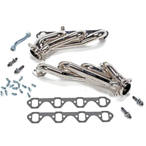 Colectores de escape de alto rendimiento 1525 de 1-5/8" de longitud ajustada para Ford Mustang 5.0L - Acabado cromado (1/5)