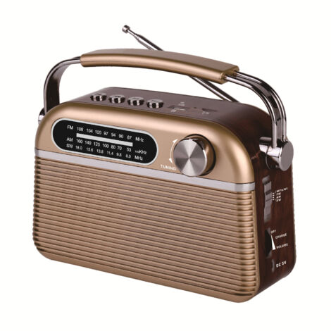 Radio vintage de onda larga con efecto madera, AM/FM/SW, lector de tarjetas USB/Micro SD, enchufe de red o batería (no incluida)