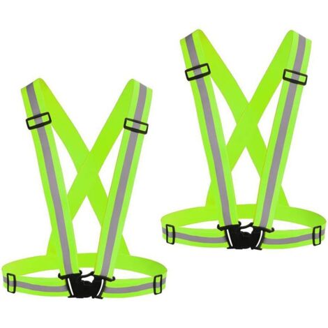 Chaleco reflectante para correr (2 unidades), chaleco de seguridad ajustable de alta visibilidad, ideal para conducción nocturna, senderismo, jogging y paseos con perros.
