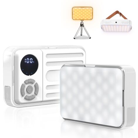 Luz LED de camping recargable, superbrillante, de 10 000 mAh y 10 000 lm, con gancho, tres niveles de temperatura de color y regulación continua hasta 180 horas. (1/3)