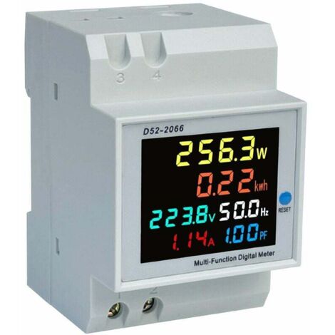 D52-2066 Indicador de consumo de energía Medidor de vatios-hora inteligente monofásico para el hogar Medidor de vatios-hora multifunción tipo riel eléctrico Pantalla LCD CA 40-300 V (110-220 V) 100 A (1/4)