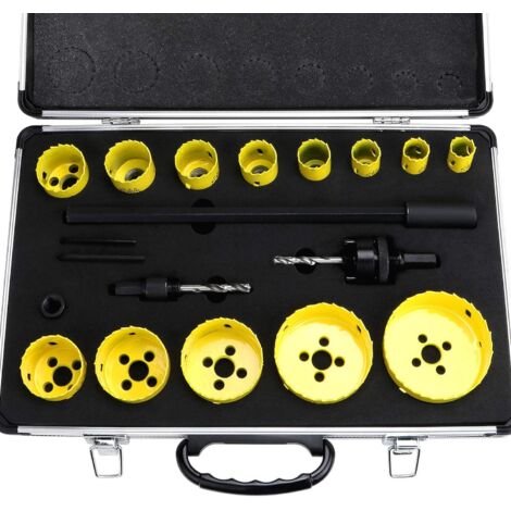 Juego de 19 sierras de corona bimetálicas de 3/4" a 3", brocas redondas de acero, con adaptador y extensión para madera y metal.