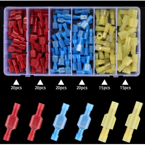 QUARKZMAN 100 Stück Kabelschuhe 16-14 AWG, U-Typ Drahtverbinder isolierte Elektrische Crimp Terminal für Drahtverbindung, Blau