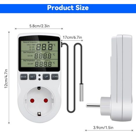 Digitaler Temperaturregler DC 110-220V 10A – Mit Wasserdichtem Sensor, ABS-Gehäuse, -50-99°C – Für Aquarium, Inkubation, Brauen & Mehr