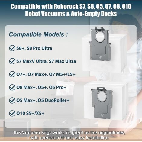 12 Stück Staubbeutel für Roborock S7 MaxV Ultra / Q7 / Q7 Max /T8 / Q5 Staubsauger Absaugstation, 3L großer Kapazität Staubsaugerbeutel, Ersatzbeutel Zubehörset Staubsaugerbeutel Ersatzteile