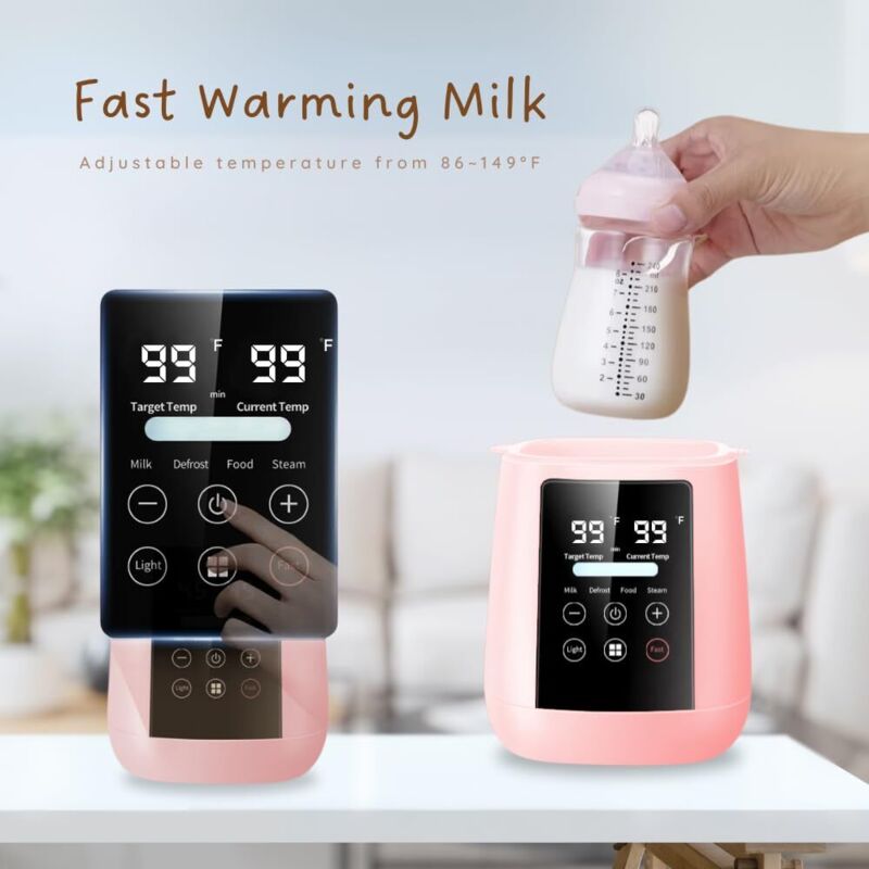LuxeGlow Scaldabiberon Veloce 10 In 1 – Riscaldamento Intelligente 3 Minuti, Controllo Temperatura, Sterilizzatore, Mantiene Caldo 24h, Portatile