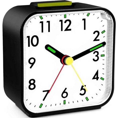 Sveglia Analogica Senza Ticchettio - Sveglia Da Viaggio Silenziosa Con Luce Notturna E Snooze, Nero Sveglia Analogica Senza Ticchettio - Sveglia Da Viaggio Silenziosa Con Luce Notturna E Snooze, Nero