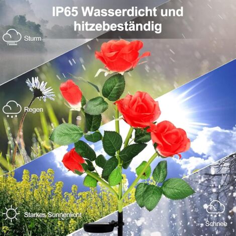Luci Solari Esterno A Forma Di Rosa - 2 Pezzi Con Fiori Artificiali LED, Impermeabili IP65, Ricaricabili, Per Giardino, Terrazzo E Decorazioni Natalizie - Bianco