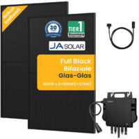 900W Balkonkraftwerk 800W komplett Steckdose - Growatt Neo 800 Watt Wechselrichter - Solaranlage Komplettset - 450W Solarmodule & Envertech & Zubehör