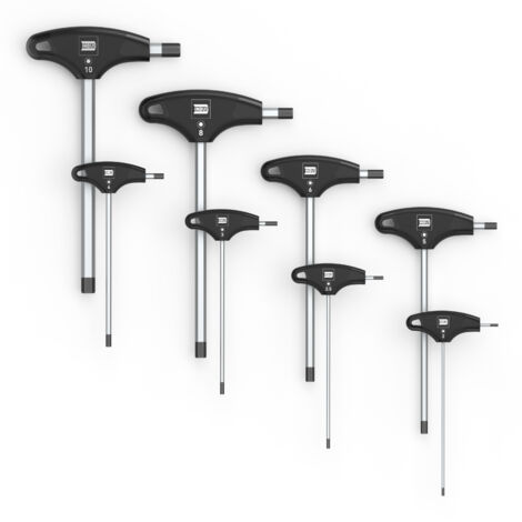 INBUS® 70129 Innensechskant Winkelschrauberdreher Set T-Griff mit HybridTouch  8tlg. 2 bis 10 mm Winkelschlüssel