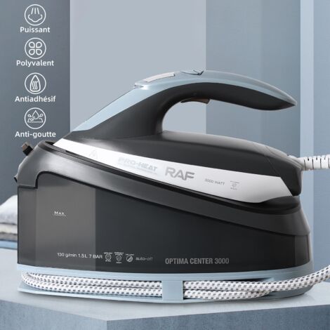 Centrale Vapeur 7 Bar, Température constante, 3000W, Débit Vapeur 130g-min, Réservoir d'Eau 1.5L, Semelle antiadhésive, Gris Clair