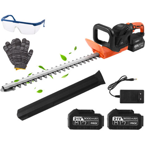 Taille-haies avec 2 Batteries 3Ah Rechargeable, Lame 51cm Double Tranchant, Écartement 15mm, Poignée rotative, Moteur Sans Balais