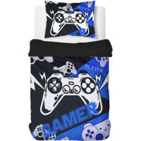 Housse de Couette 140x200 cm pour Enfant Garçon, Parure de Lit Enfant Imprimée Gamer Manette de Jeu, 1 Taie d'Oreiller 50x75 cm