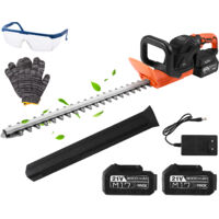 Taille-haies avec 2 Batteries 3Ah Rechargeable, Lame 51cm Double Tranchant, Écartement 15mm, Poignée rotative, Moteur Sans Balais