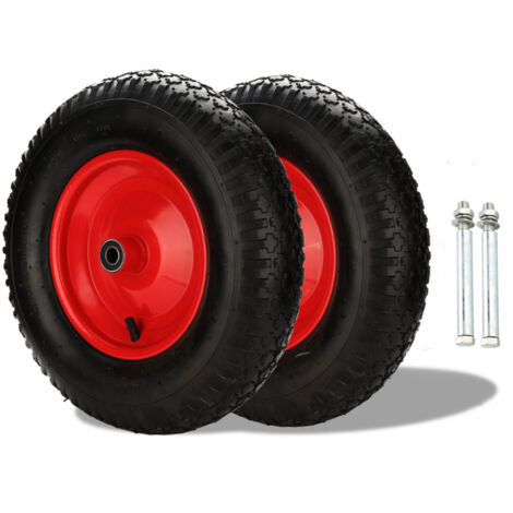 TRUTZHOLM Schubkarrenrad 2x – Vollgummi 4.80/4.00-8, Pannensicher, 200 Kg Tragkraft, Mit Achse Und Stahlfelge, 380 Mm