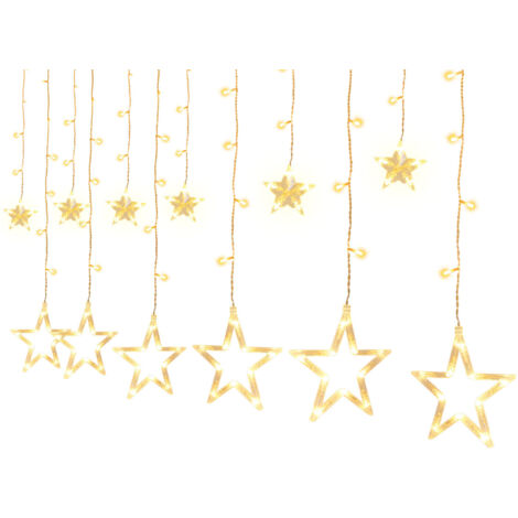 Jiubiaz LED Lichterkette Sterne Lichtervorhang 12 Sterne Lichterkette 8 Beleuchtungsmodi Innen Party Fenster Garten Hochzeit Weihnachten Deko, Warmweiß (1/5)