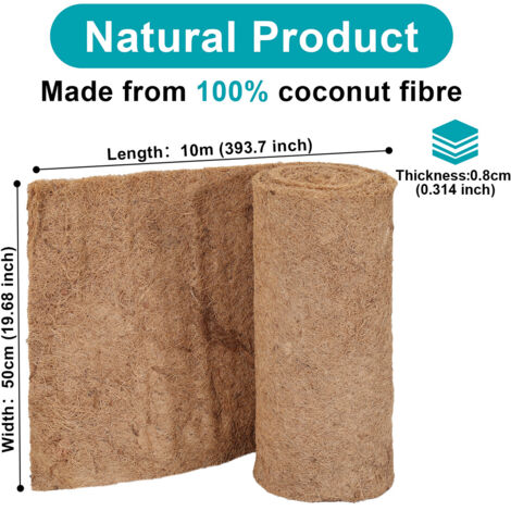 Tapis De Remblayage En Fibres De Coco Naturelles 700g/m² - 20m, Protection Anti-Érosion Pour Talus Et Jardin