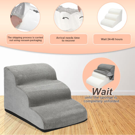 UNHO Escalier Pour Chien à 3 Marches, Escaliers Pour Chiens Chats En Mousse Haute Densité, Rampe Pour Animaux